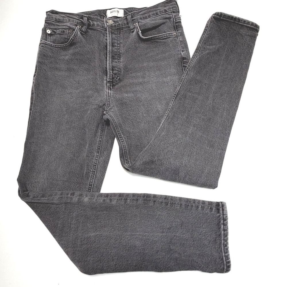 AGOLDE Gray Straight Leg Jeans Womens 27 Button Fly Stretch‎ Denim